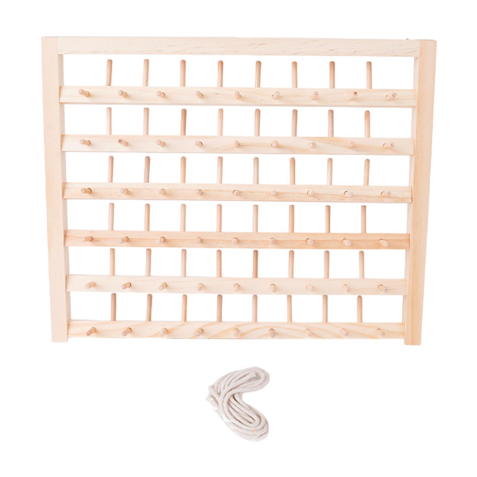 Abbraccia Thread Rack Embroidery Thread Organizer Large with Hanging Hooks Solid Wood Thread Spool Rack Thread Holder for Hair Braiding 102 Spools